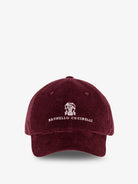 Brunello Cucinelli Corduroy hat with embroidered logo - Borgogna