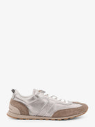 Brunello Cucinelli Laminated leather and suede sneakers - Titanium