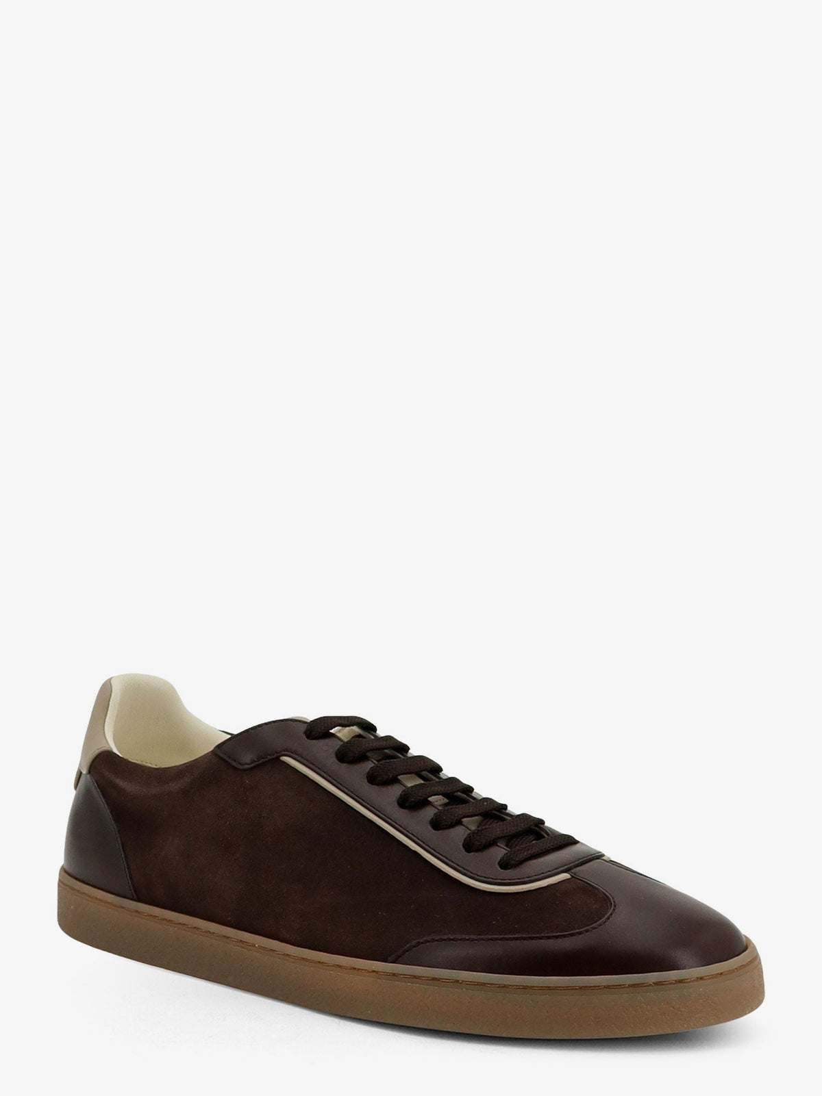 Brunello Cucinelli Low-top suede and leather sneakers - Moka