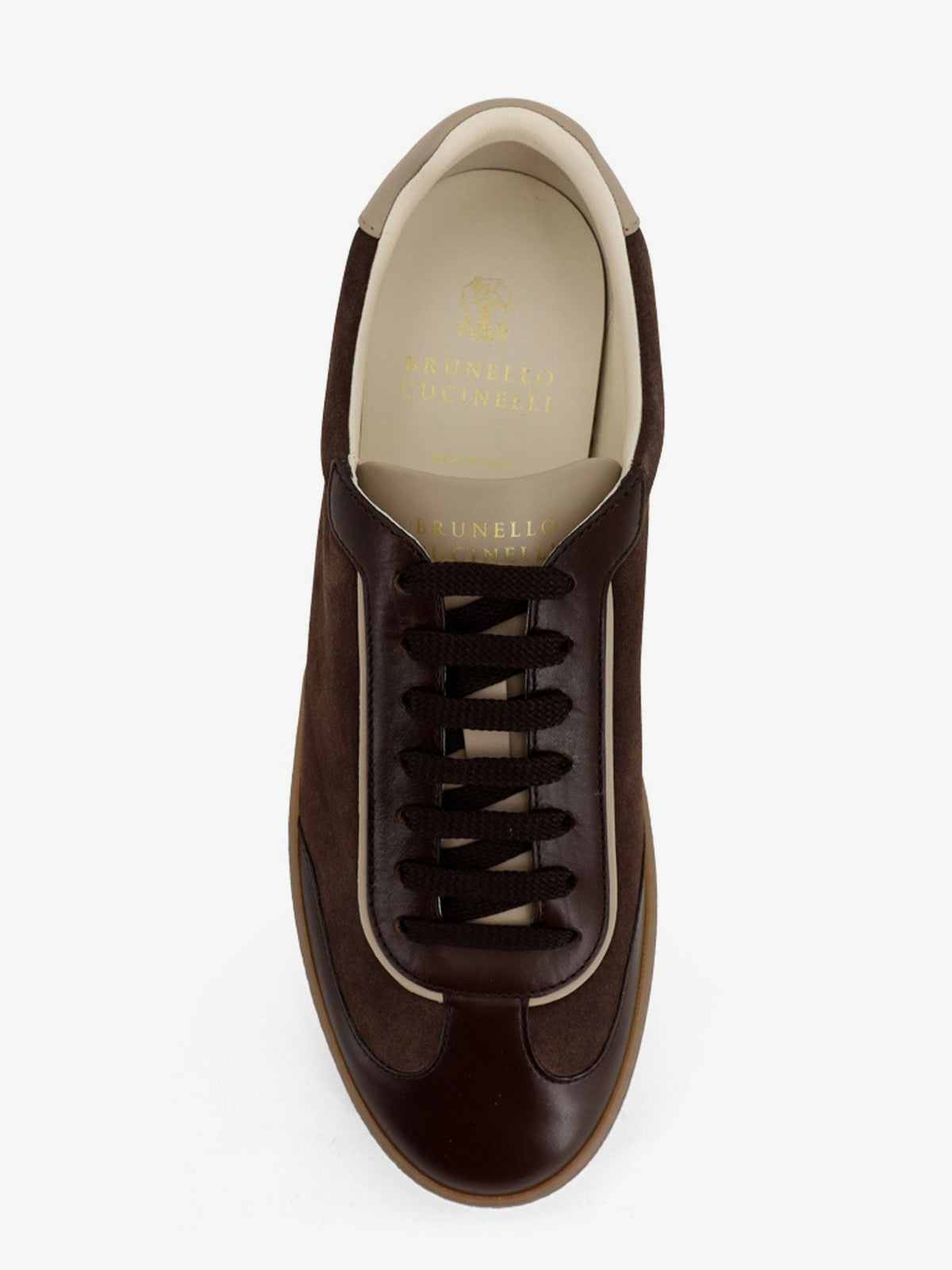 Brunello Cucinelli Low-top suede and leather sneakers - Moka