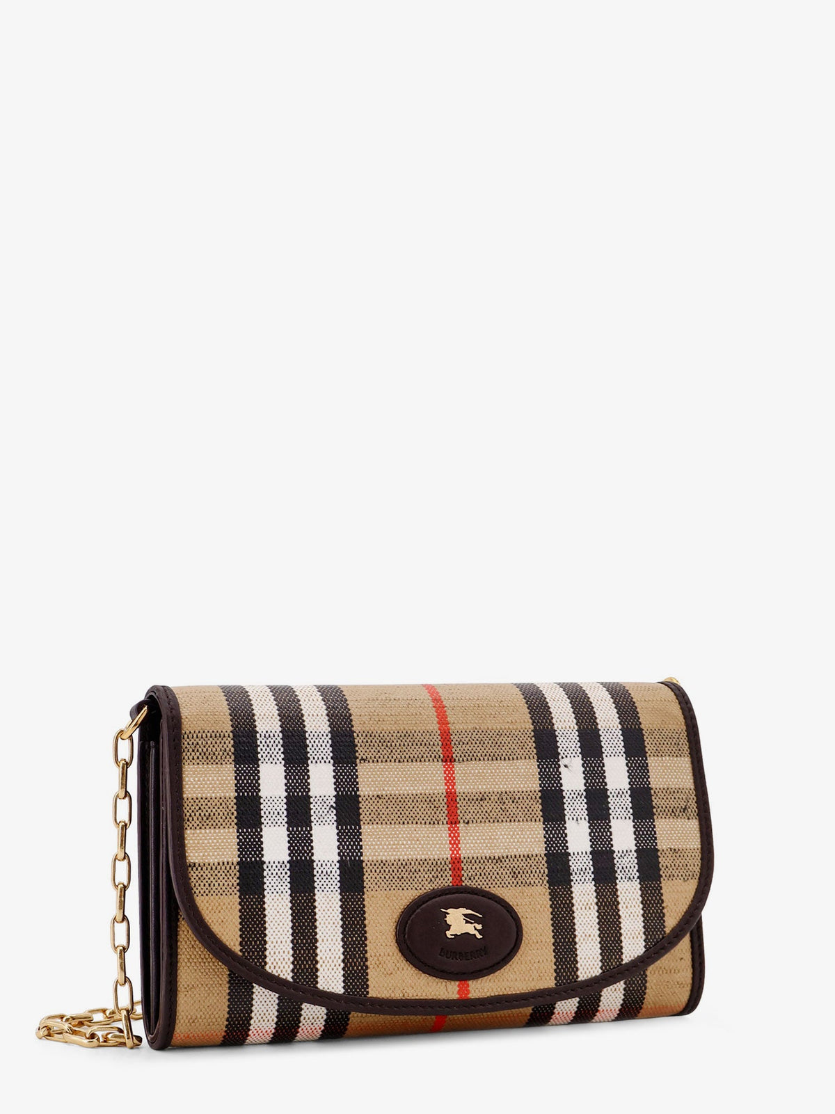 Burberry Coated canvas crossbody bag with check pattern - Sand