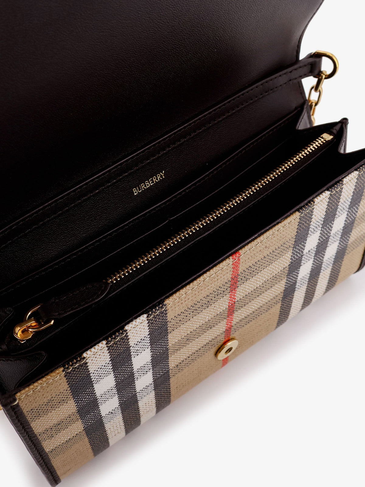 Burberry Coated canvas crossbody bag with check pattern - Sand
