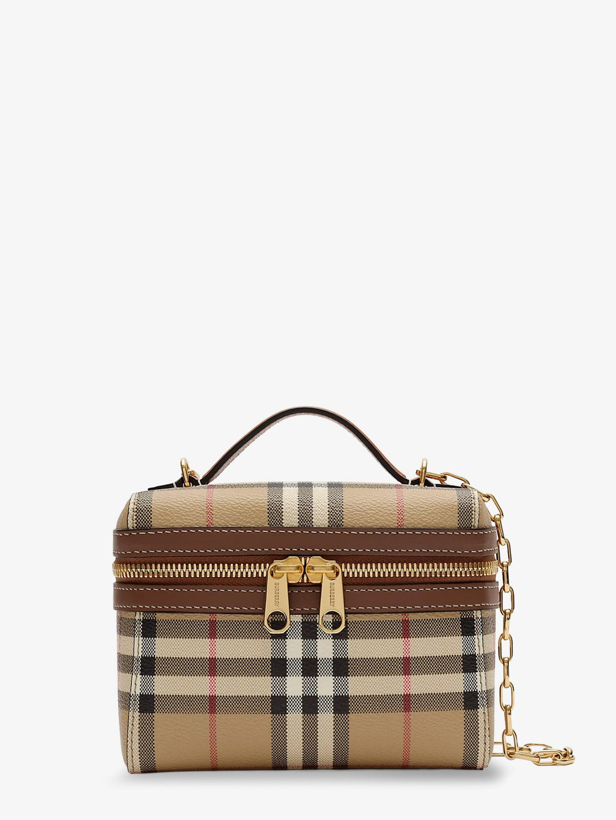 Burberry Vanity Mini coated canvas handbag with check motif - Archive Beige