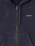 Carhartt WIP Hooded Painter cotton sweatshirt with embroidered logo on the front - Darknavy