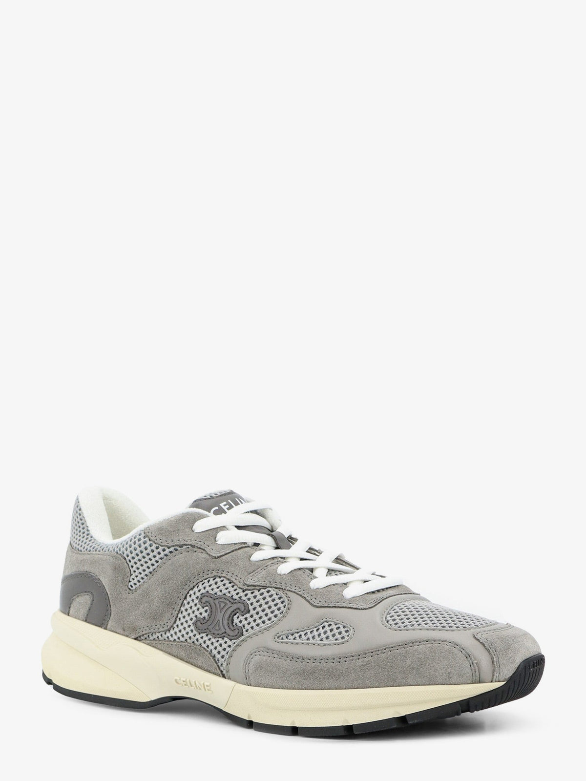 Celine Runner mesh and suede sneakers with side logo - Greyecru