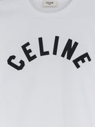 Celine Cotton T-shirt with front lettering logo print - Offwhiteblack