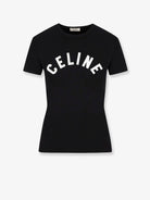 Celine Cotton T-Shirt with front logo print - Blackwhite