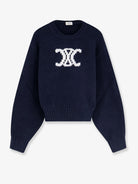 Celine Triomphe cotton blend sweater - Navywhite