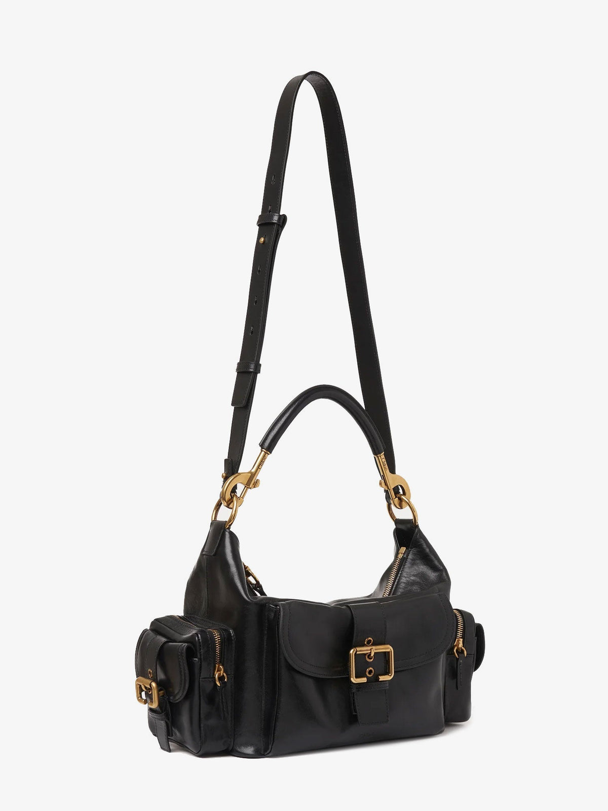Chloé Carry shiny buffalo leather shoulder bag - Nero