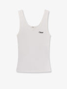 Chloé Ribbed cotton tank top - White