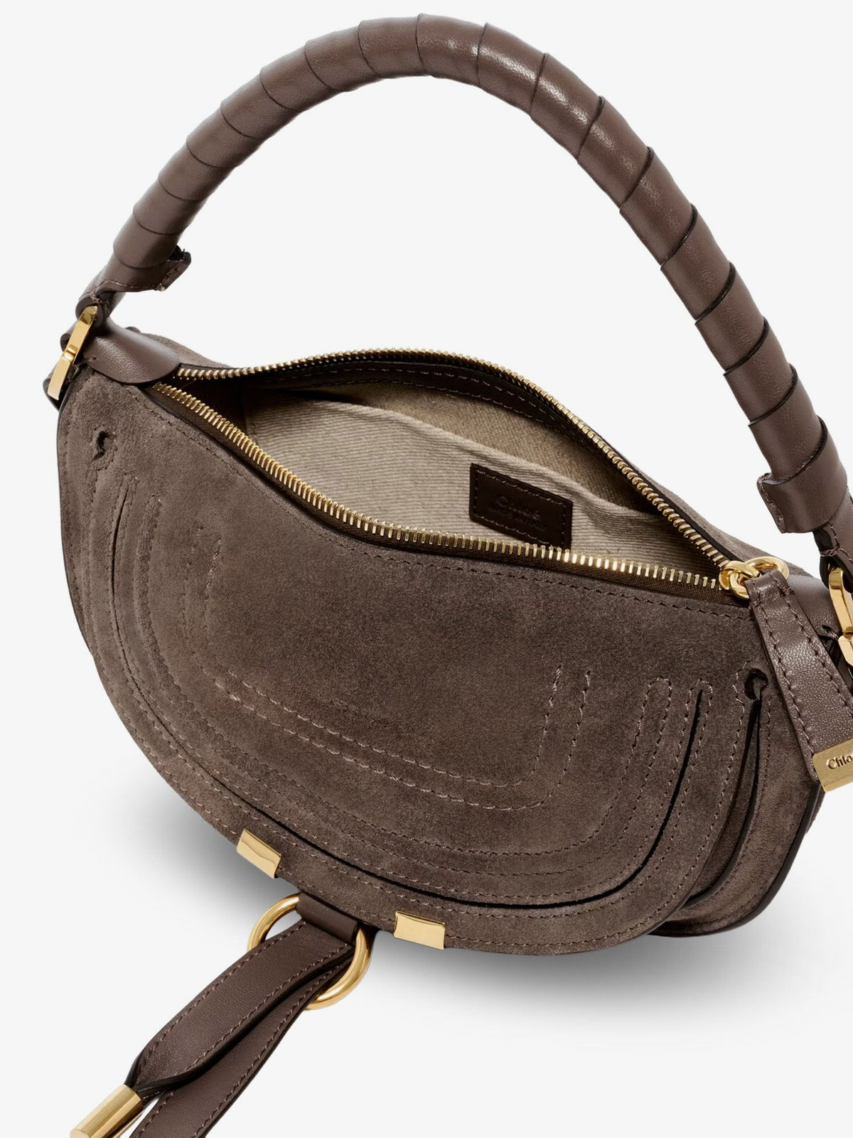 Chloé Marcie Suede shoulder bag - Nickelgrey