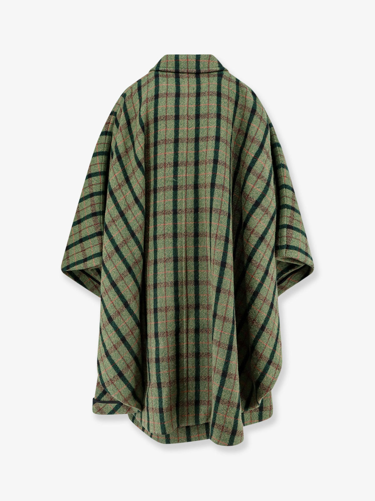 Chloé Madras wool cape coat - Multicolor Green 2