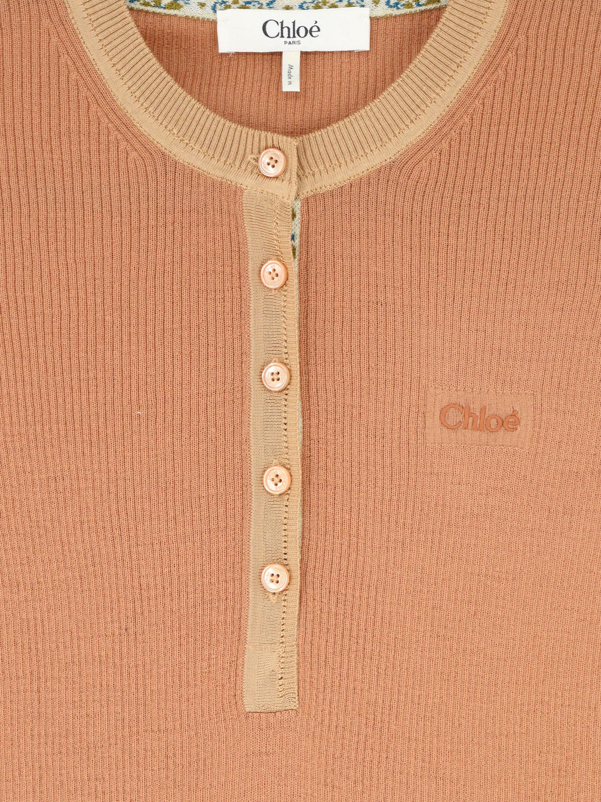 Chloé Ribbed wool T-Shirt - Coffee Pink