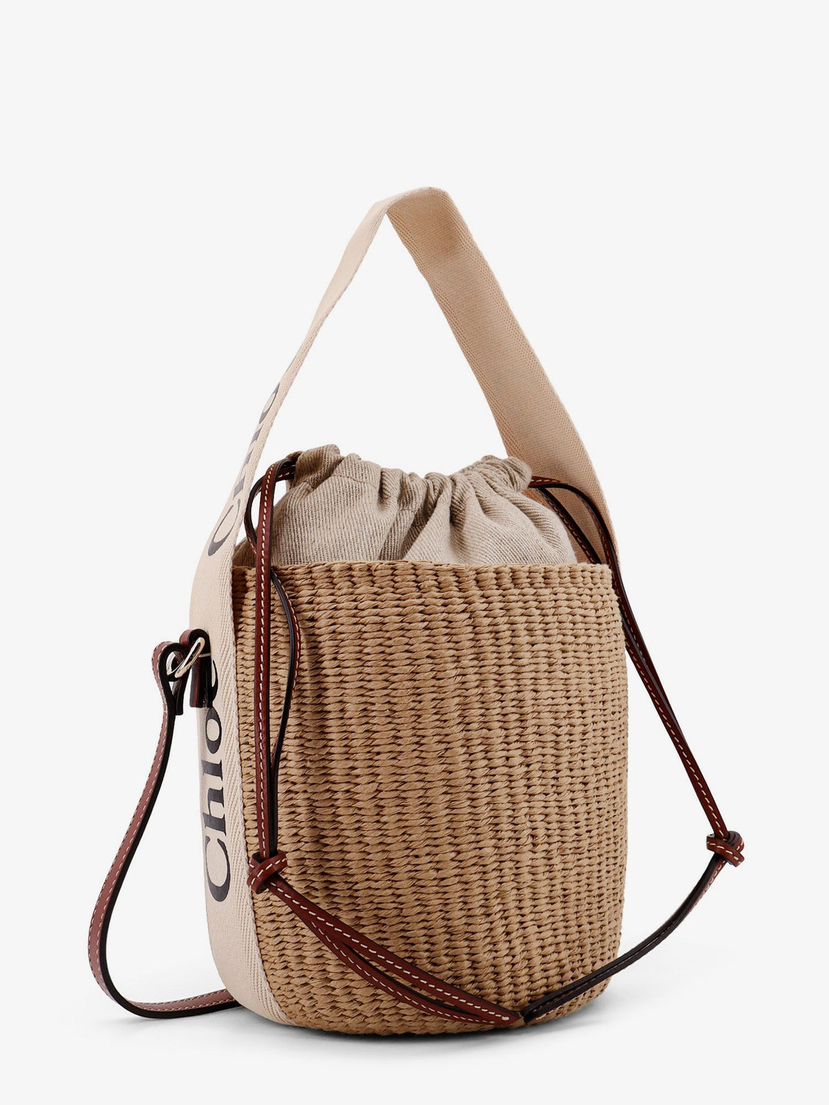 Chloé Woody Raffia Bucket Bag - White