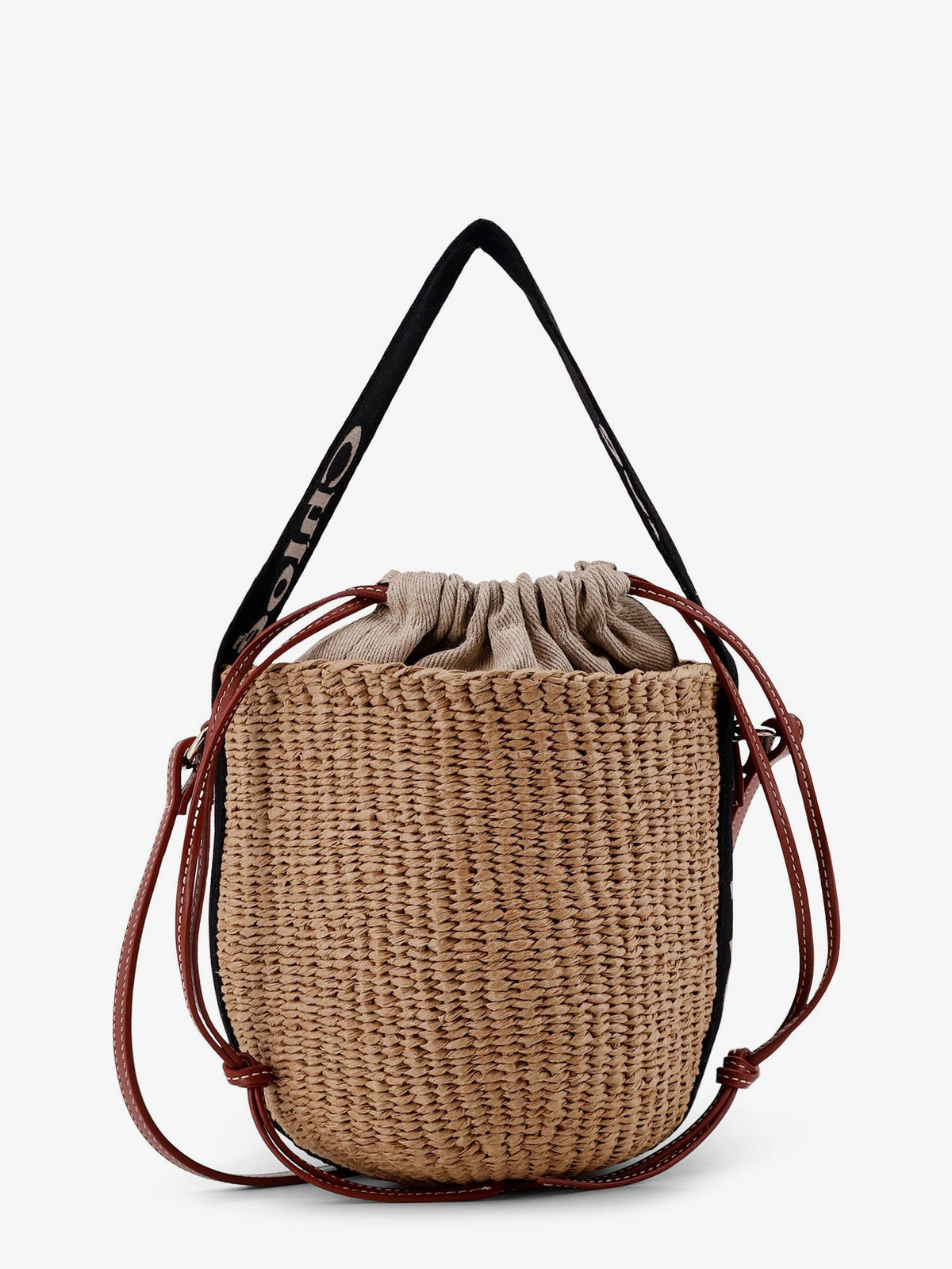Chloé Woody raffia bucket bag - Black - Beige 1