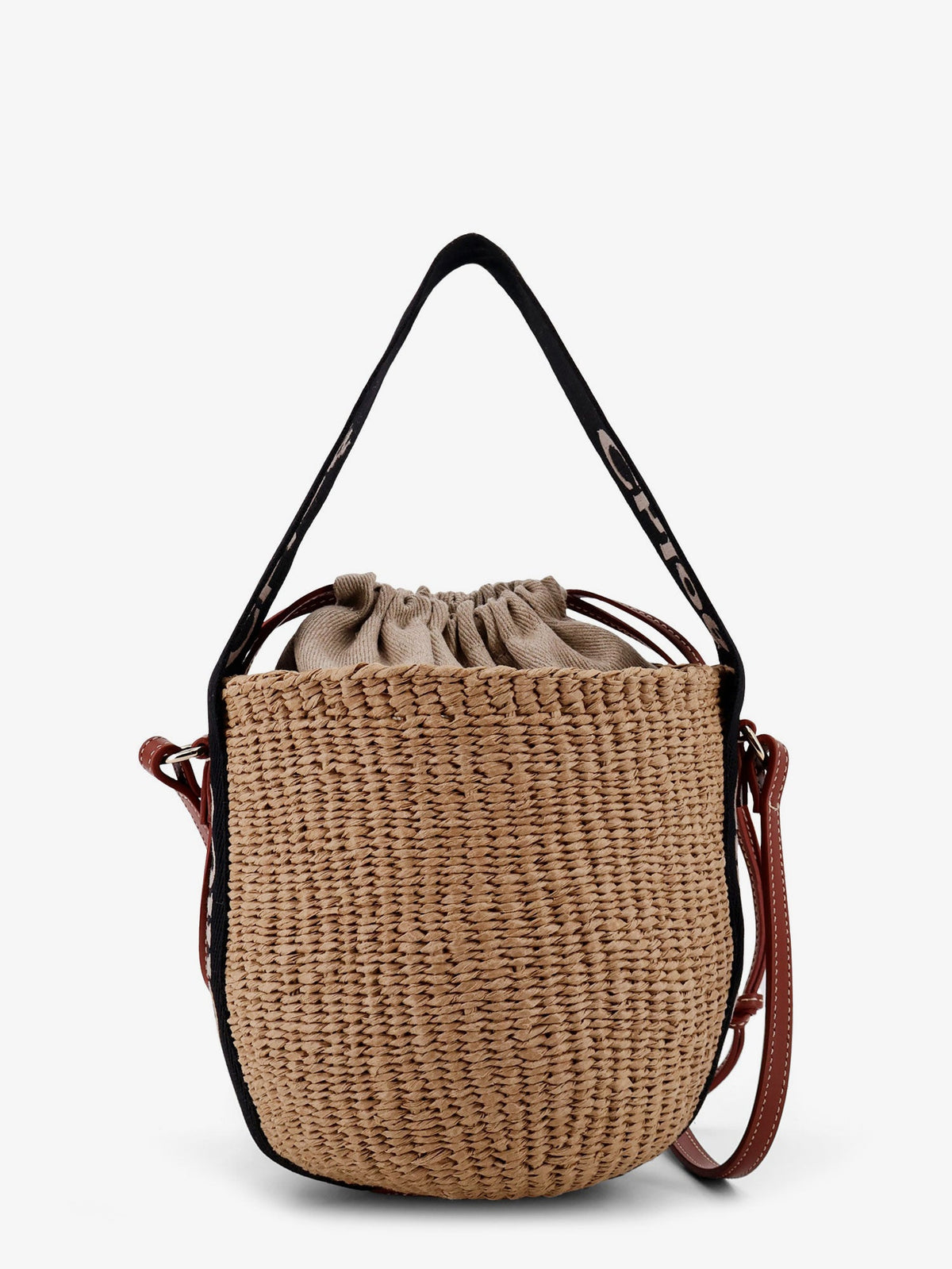 Chloé Woody raffia bucket bag - Black - Beige 1