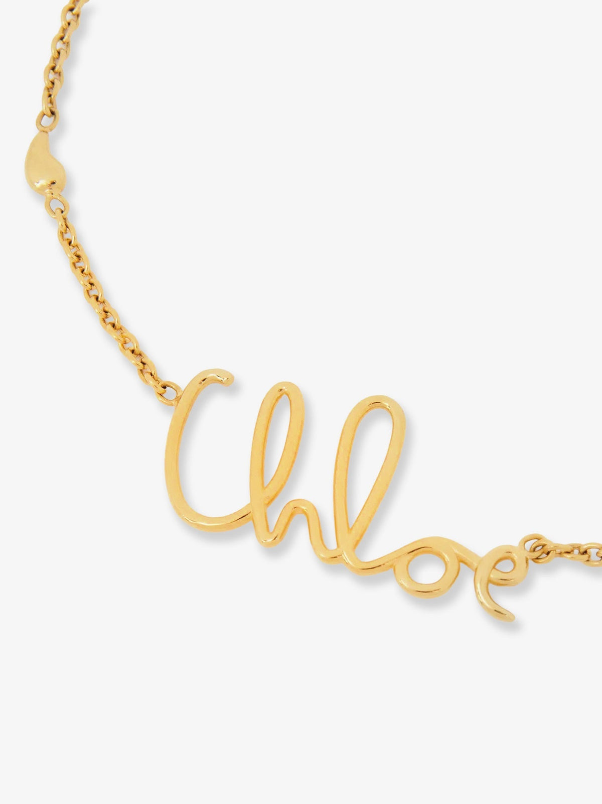 Chloé Brass necklace with lettering logo - Vintage Gold