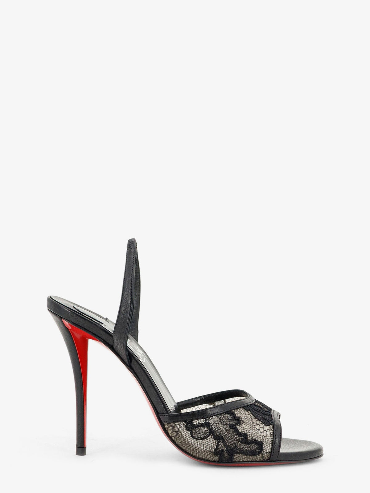 Christian Louboutin Miss Z Lace Sling sandals in mesh and leather - Black