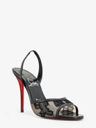 Christian Louboutin Miss Z Lace Sling sandals in mesh and leather - Black