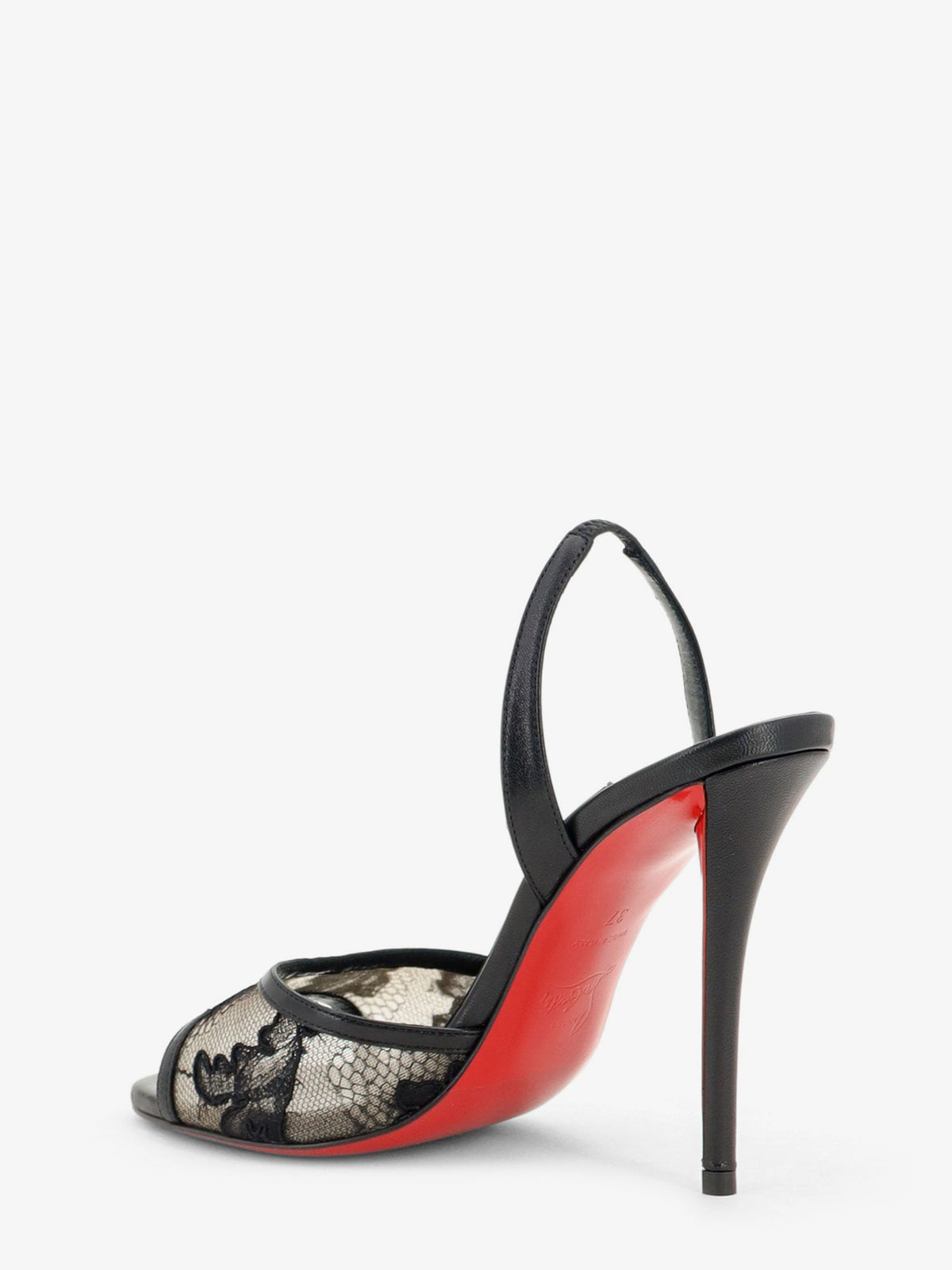 Christian Louboutin Miss Z Lace Sling sandals in mesh and leather - Black