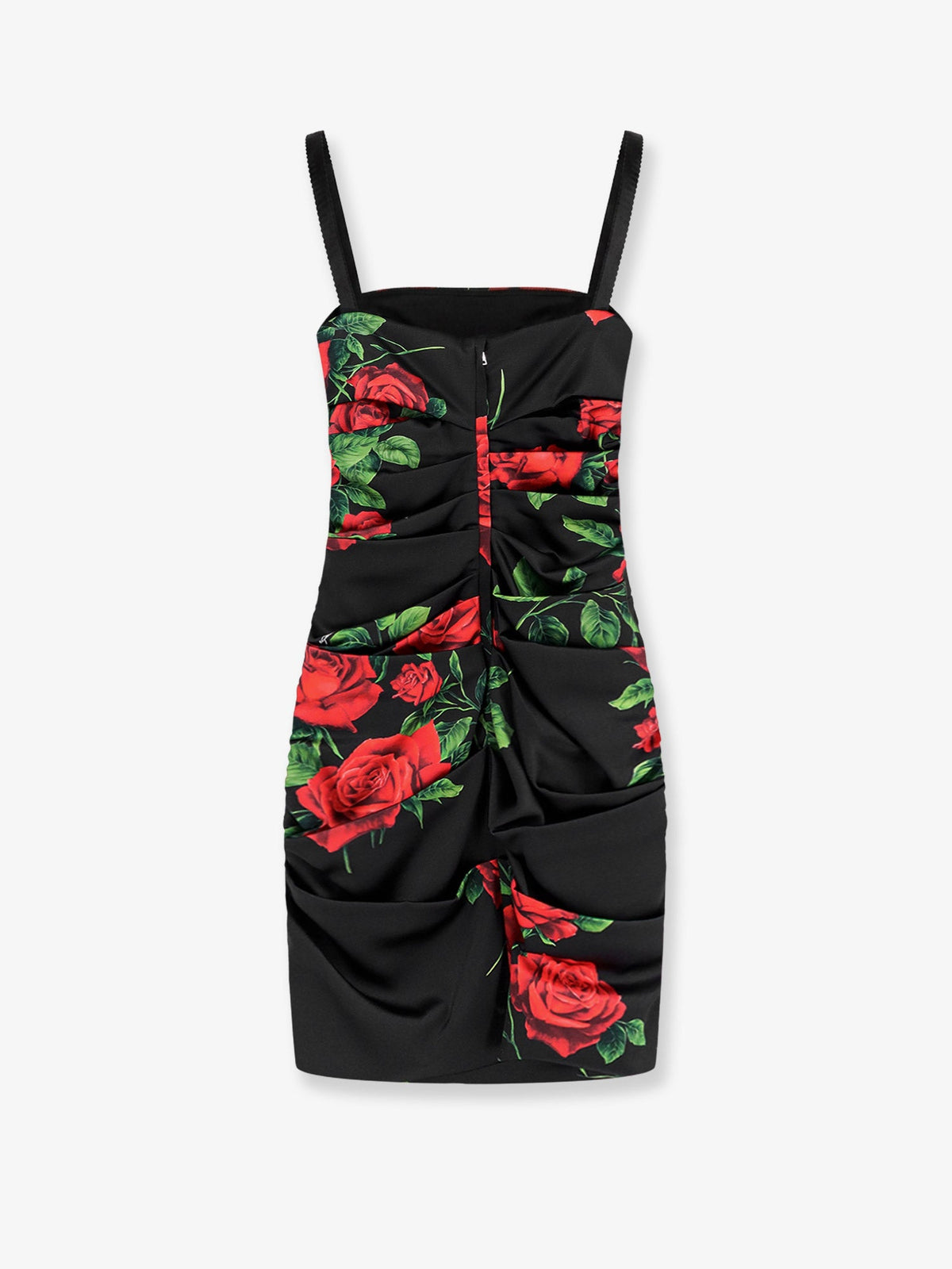 Dolce & Gabbana Short satin dress with rose print - Roserossnero