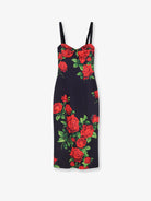 Dolce & Gabbana Stretch silk dress with iconic Rose print - Roserossnero