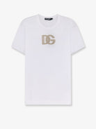 Dolce & Gabbana Cotton T-shirt with patch logo on the front - Bianco Ottico