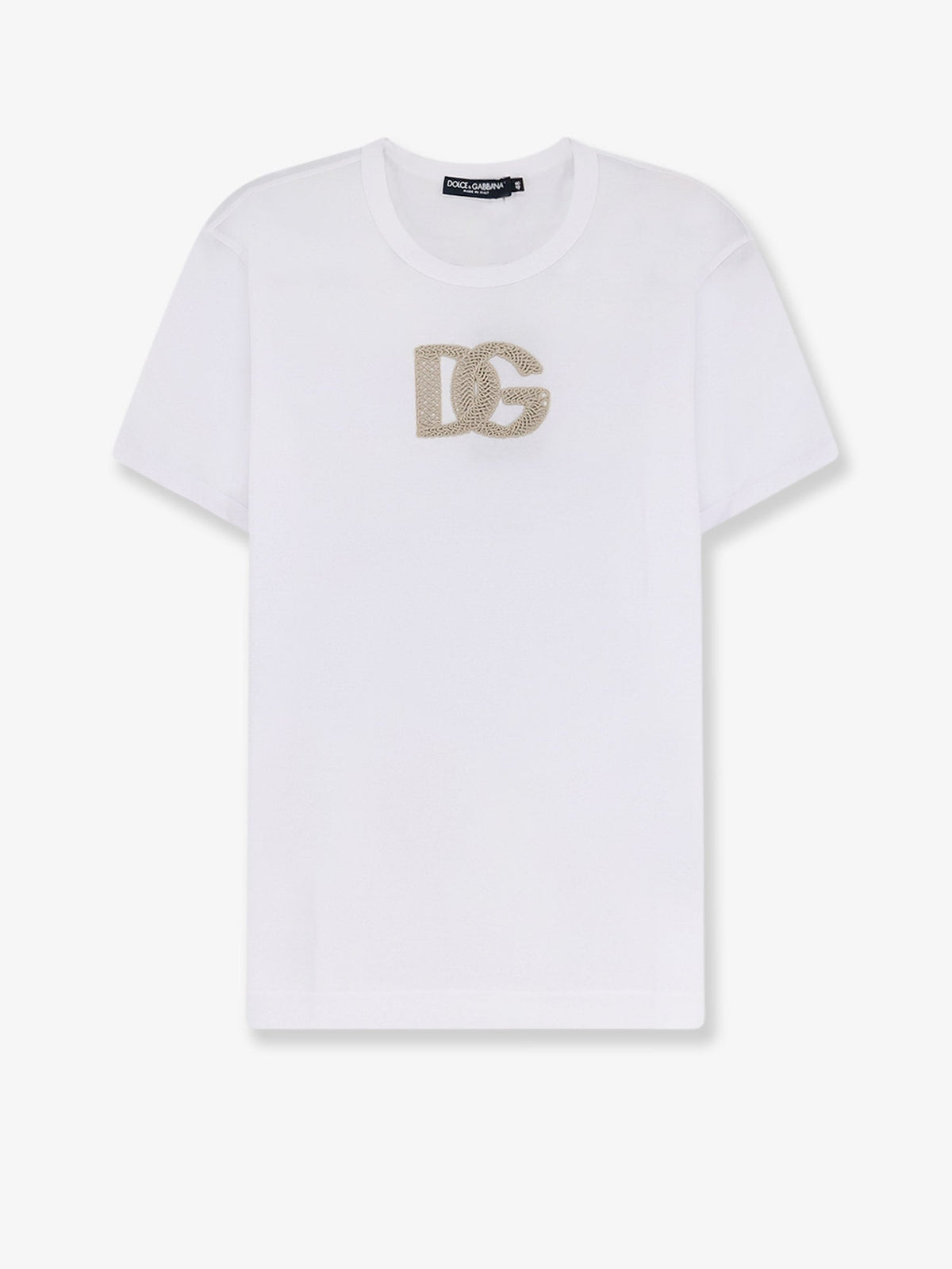 Dolce & Gabbana Cotton T-shirt with patch logo on the front - Bianco Ottico