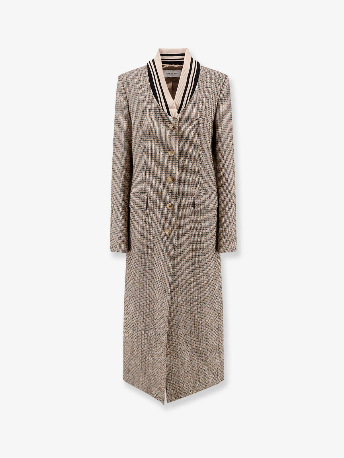 Dries Van Noten Ritt madras cotton blend coat - Tan