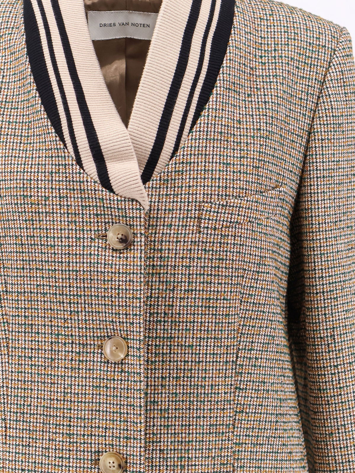 Dries Van Noten Ritt madras cotton blend coat - Tan