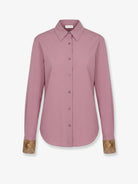 Dries Van Noten Chloris cotton shirt with embroiders cuffs - Old Rose