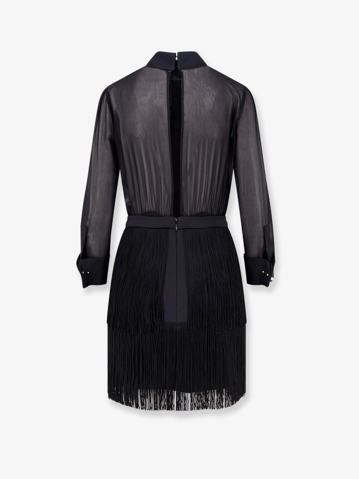 Elisabetta Franchi Viscose dress with ruffles and fringe - Neroburro