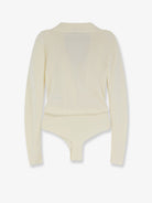 Elisabetta Franchi Viscose blend bodysuit with jewel charm detail - Burro