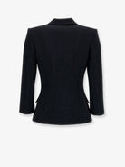 Elisabetta Franchi Double-breasted blazer with Monogram gold metal details - Nero
