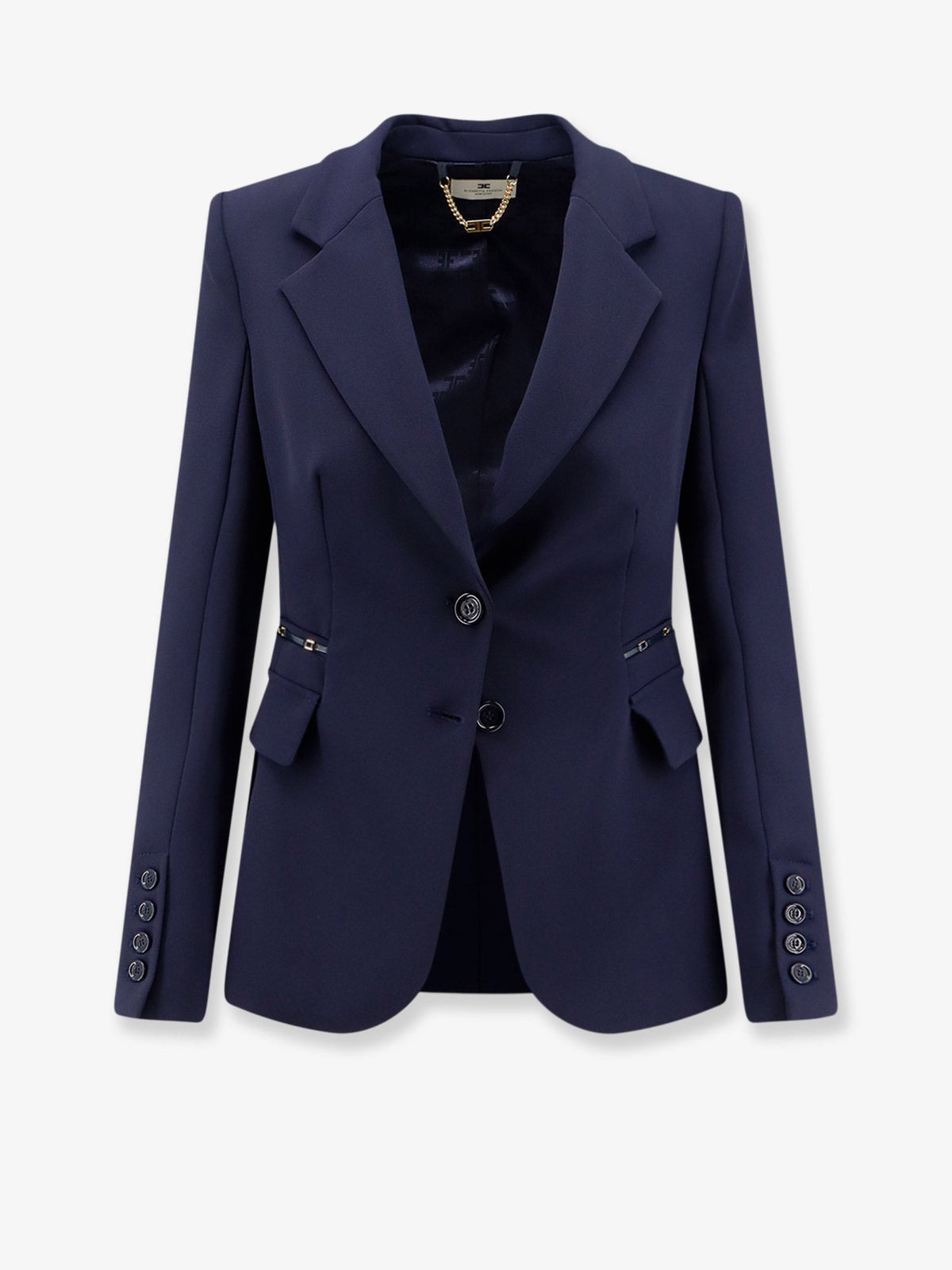 Elisabetta Franchi Slim fit blazer with gold logo clamps - Blu