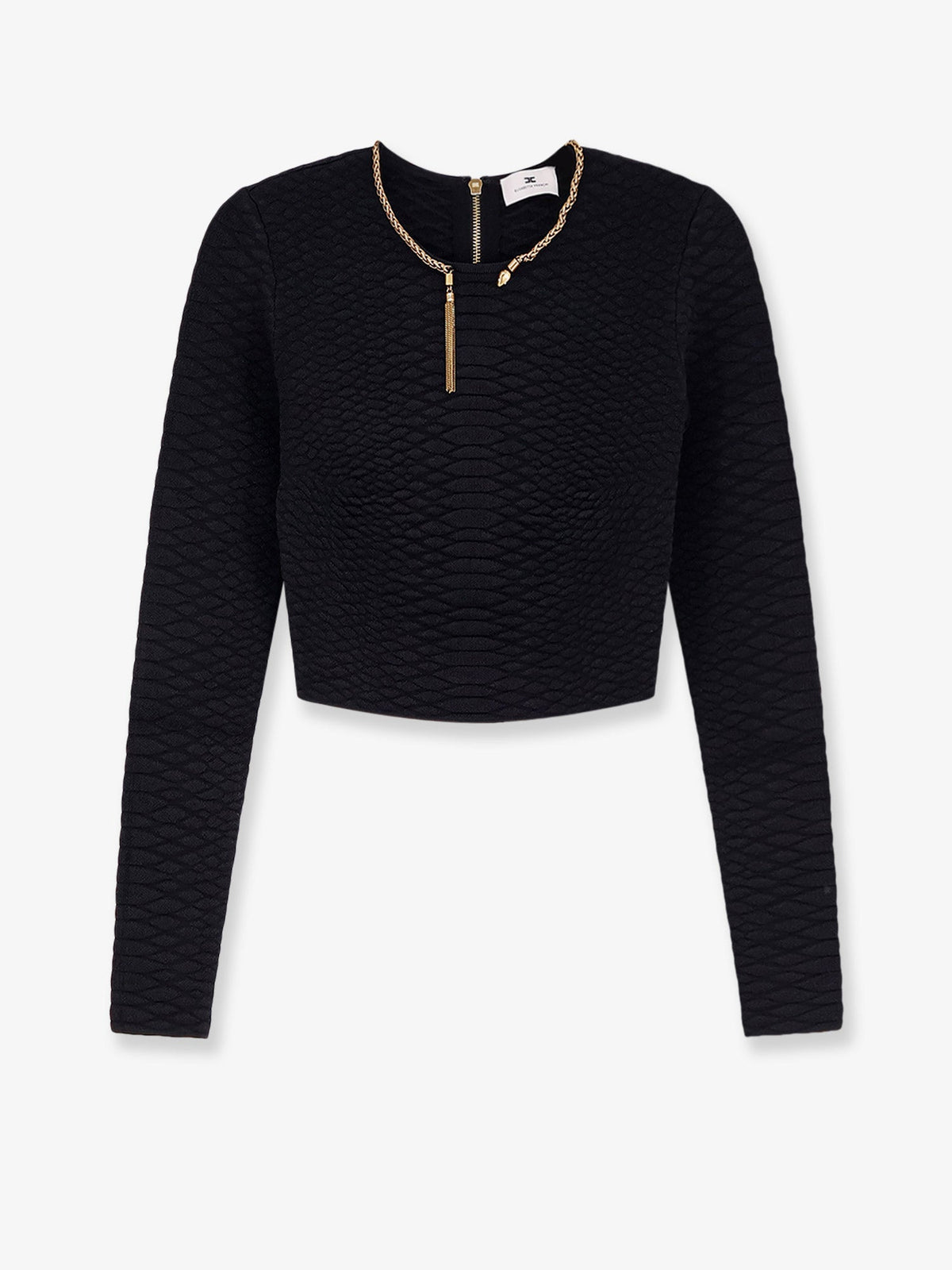 Elisabetta Franchi Tricot Sweater with snake metal choker - Nero