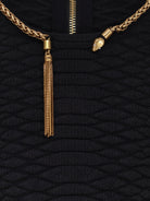 Elisabetta Franchi Tricot Sweater with snake metal choker - Nero