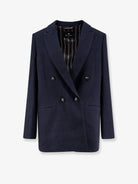 Etro Double-breasted stretch wool blazer - Marrone