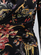 Etro Stretch viscose long dress with multicolor print - Nero