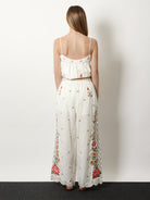 Farm Rio Linen and viscose trousers with embroidery - Offwhite