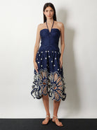 Farm Rio Richilieur organic cotton dress - Darkblue