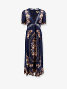 Farm Rio Lara viscose long dress - Navyblue