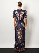 Farm Rio Lara viscose long dress - Navyblue