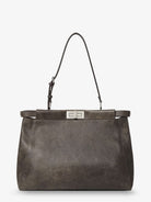 Fendi My Peekaboo Large leather shoulder bag with vintage effect - Nerovintage