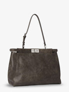 Fendi My Peekaboo Large leather shoulder bag with vintage effect - Nerovintage