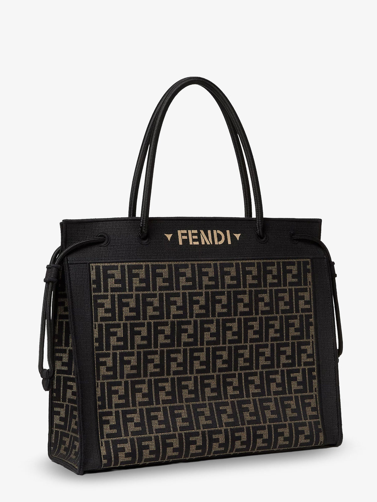 Fendi Magic Shopper bag in FF fabric with embroidered logo on the front - Tabaccomoro