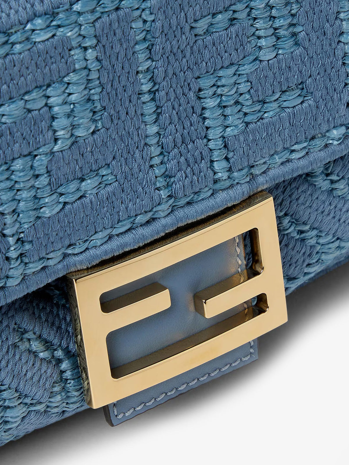 Fendi Baguette® handbag in raffia with all-over FF embroidery - Bluceruleoos