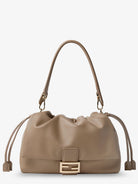 Fendi Baguette Soft Large Leather Bag - Tortora