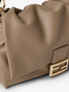 Fendi Baguette Soft Large Leather Bag - Tortora