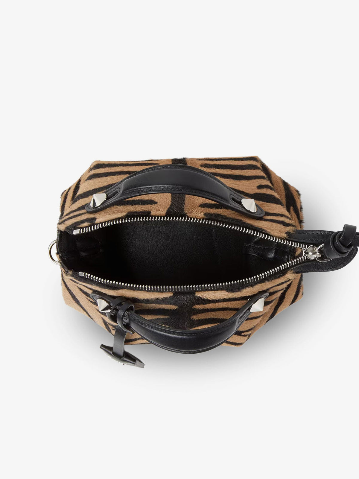 Fendi Boston handbag with tiger print in pony skin - Neronaturale